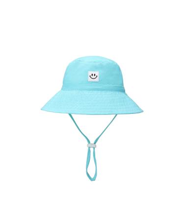 HSYZZY Baby Sun Hat Smile Face Toddler UPF 50+ Sun Protective Bucket hat Nice Beach hat for Baby Girl boy Adjustable Cap 9-18 Months Aqua
