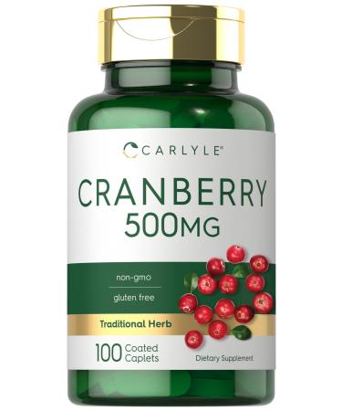 Carlyle Cranberry Pills | 500mg | 100 Caplets | Non-GMO Gluten Free Supplement for Women & Men