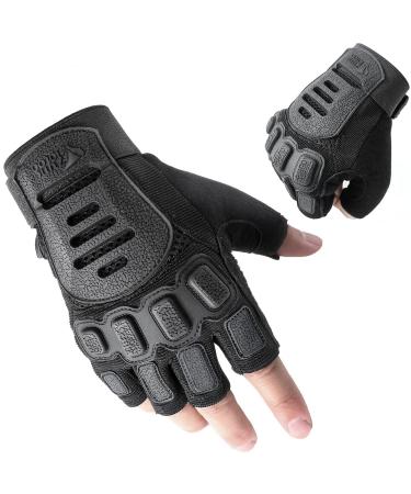 Zune Lotoo Touchscreen Tactical Gloves Fingerless & Full Finger, TPR Impact Protective, EVA Palm Padding for Men Women Airsoft Shooting Range Paintball Motorcycle Work Fingerless Small