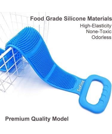 2 Pcs Sofine Silicone Bath Scrubber with Massage Beads & Soft Bristles - Exfoliating Back Body Brush Set for Gentle Cleansing and Relaxation - Buy Online on GoSupps.com