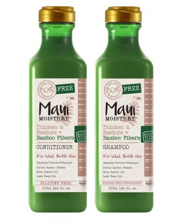Maui Moisture Thicken & Restore Shampoo & Conditioner Set - Bamboo Fibers 19.5 oz | Intense Hydration & Hair Repair - International Shipping Available - Buy Online on GoSupps.com