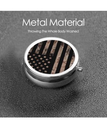 IBILIU American Flag & Desert Camouflage Pill Case - Portable 3 Compartment Metal Vitamin Organizer | Travel-Friendly 2x2 Inch Pill Box - Buy Online on GoSupps.com