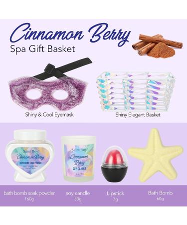Cinnamon Berry Spa Gift Set for Women - 11Pcs Bath and Body Gift Set | Relaxing Birthday Gifts with Bubble Bath, Body Oil, Candle & More - Buy Online on GoSupps.com