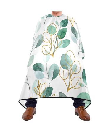 Waterproof Barber Cape -Green Eucalyptus Leaves Tropical Plant 2 Cheetah Haircut Bib for Men Unisex Hair Cutting Cape(8rp1a)