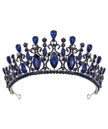 AW BRIDAL Blue Tiaras and Crowns for Women  Crystal Wedding Tiara for Bride Queen Crown Princess Headpieces for Birthday Pageant Party Prom  Blue