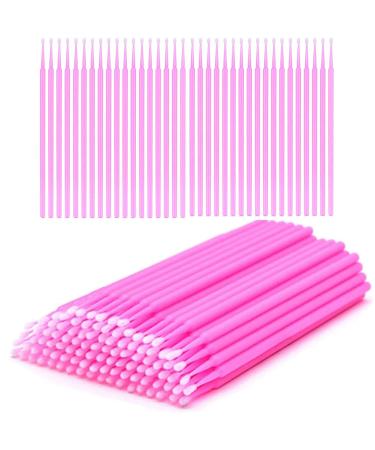 100 PCS Micro Applicators Brushes Disposable Eyelashes Extensions Micro Brush Swabs Mascara Wands Applicator Grafting Tool for Makeup Eyelash Application Dental Oral Removal and Clean (Pink)