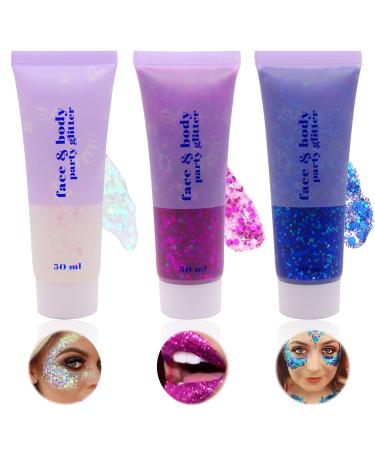 Face Glitter Gel  Mermaid Sequins Liquid Holographic Glitter Gel  Cosmetic Festival Glitter for Face Body Eye Lip Hair Nail Festival Makeup Painting for Festival Party