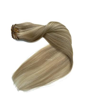 22 Inch Real Human Hair Clip in Extensions - Ash Blonde to Blonde Highlights - Remy Hair - 7 Pieces - 70G - Women's Hair Clip ins - Buy Online on GoSupps.com
