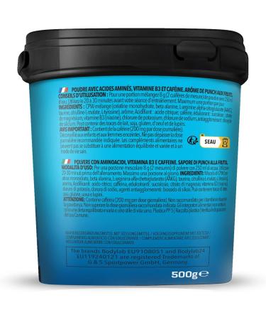 BODYLAB24 Concentrated Pre-Workout Booster 500g - Fruit Mix Energy Boost with Creatine Beta-Alanine & Caffeine for Maximum Training Power - Buy Online on GoSupps.com