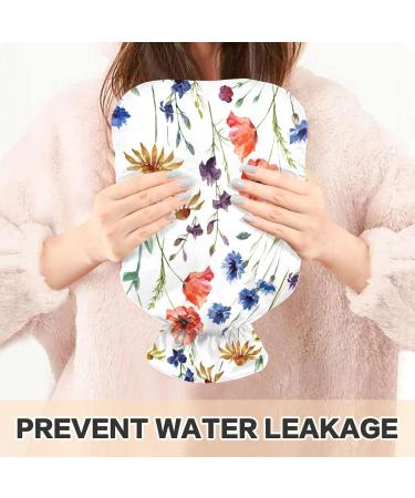 NAANLE Hot Water Bottle with Cover - Goose Blower & Poppy Flowers Watercolor | 1L Menstrual Cramps Pain Relief & Heat Therapy - Buy Online on GoSupps.com