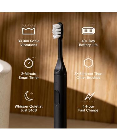 SURI Sustainable Sonic Toothbrush - Eco-Friendly Electric Toothbrush with Recyclable Plant-Based Head - 2 Modes, Waterproof, USB Charging - Midnight Black - Buy Online on GoSupps.com