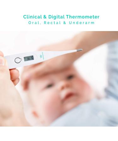 Wellworks Clinical and Digital Thermometer - Baby Thermometer For Oral Rectal and Underarm Use - High Accuracy with Memory Recall and Fever Alarm - Suitable for Ages Newborn and Up - Buy Online on GoSupps.com