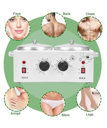 Professional Dual Wax Warmer for Hair Removal - Adjustable Temperature Electric Heater for Paraffin & Facial Skin - SPA Tool in White - Buy Online on GoSupps.com