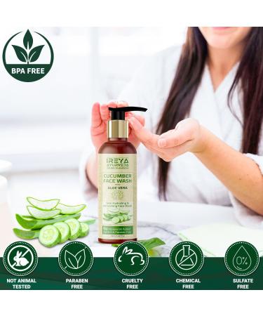 Cucumber Face Wash 200ml with Aloe Vera Face Wash for men and women Made With Cucumber extract & Aloe vera gel.Pure Vegan Natural Cruelty Free by Ireya Ayurveda - Buy Online on GoSupps.com