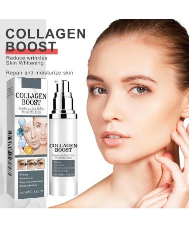QPJUVC Collagen Booster Serum for the Face AntiWrinkle and Firming Treatment with Hyaluronic Acid Vitamin C and Peptides Moisturizing and Lightening AntiAging Facial Serum 1 - Buy Online on GoSupps.com