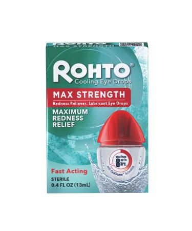 Rohto Cool Max Maximum Redness Relief Cooling Eye Drops, 0.4 Fl Oz (Pack of 3)