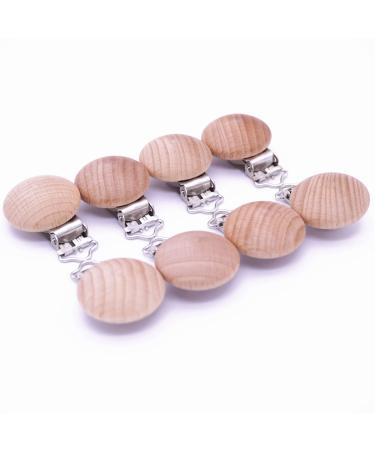 Sutoyuen 10Pcs 30mm (1.18) Natural Wood Pacifier Holder Round Beech Metal Teether Wooden Teething Beads Suspender Clips DIY Pacifier Accessories - Buy Online on GoSupps.com