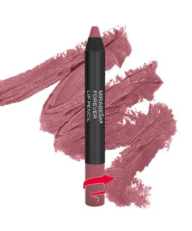 Mirabella Velvet Lip Pencil, Forever - Stay All Day - Creamy, Moisturizing & Long-Lasting Retractable Matte Lip Liner & Jumbo Crayon Stick - Flawless Finish, Smudge Proof, and Paraben-Free