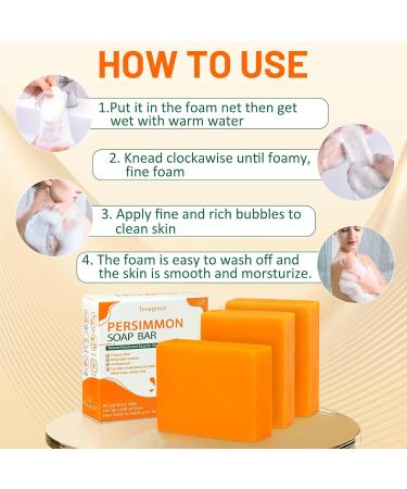 3-Pack Natural Persimmon Soap Bar | Organic Deodorant for Body Odor Control | Effective Nonenal Removal Soap for Men & Women - Buy Online on GoSupps.com
