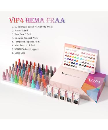 VENALISA UV Gel Nail Polish Set 60 colors Universal for all seasons Gel polish Nude Pink Red Black Glitter Nail Glitter Long Lasting Glossy Shellac Nail Art Design Soak Off LED Lamp Nail Set vip4 - Buy Online on GoSupps.com