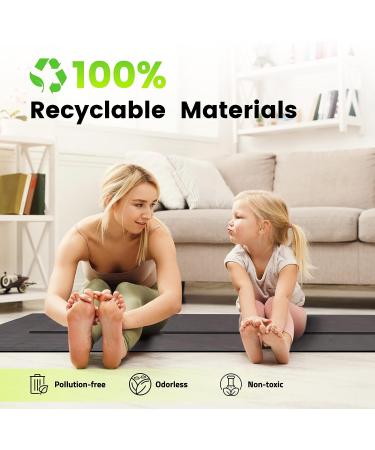 GOGOKIWI Large Non-Slip Yoga Mat 6'x4'/3' | Extra Wide 1/4 Inch Thick Workout Mat for Home Gym | Ideal for Yoga, Pilates, Stretching & Fitness | Just Black - Buy Online on GoSupps.com