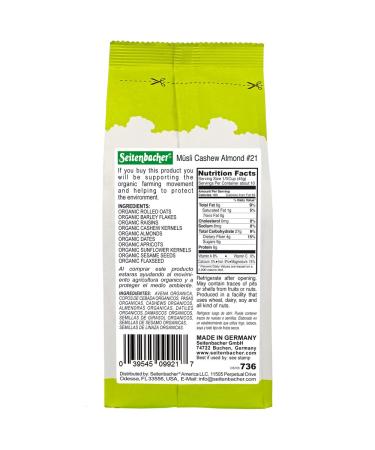 Seitenbacher Organic Muesli Cashews Almonds Cereal - 16 oz | Natural & Healthy Breakfast Option - Buy Online on GoSupps.com
