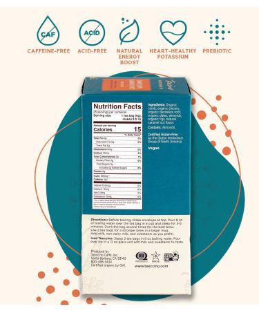 Teeccino Dandelion Caramel Nut Herbal Tea - Caffeine Free, 25 Bags (5.3 oz) - Buy Online on GoSupps.com