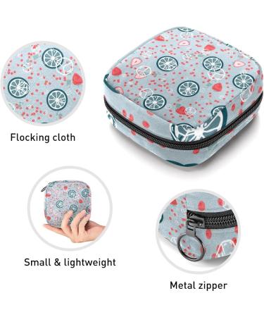 Portable Period Pouch | Tampon Storage Bag & Organizer | Wallet-sized Feminine Product Holder - Lemon Strawberry Ice Cube Design - 4.7x6.6 in - Buy Online on GoSupps.com