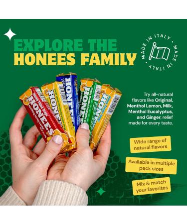 Honees Filled Honey Lemon Cough Drops- Filled with Honey, Menthol, Lemon and Eucalyptus - Nothing Artificial -Natural Sore Throat Lozenges- Non-GMO (24 Pack 216 Drops) - Buy Online on GoSupps.com