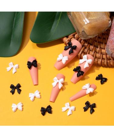 300stk Butterfly Pearl Nail Charms - 3D Black & White Bow Knot Decorations for Women & Girls - Acrylic Nail Art - Buy Online on GoSupps.com