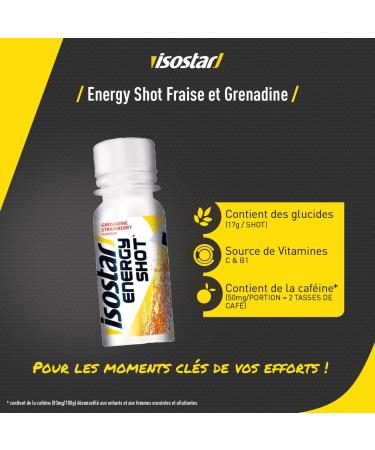 Isostar - Strawberry & Grenadine Energy Shot - Energy Boost with Caffeine and Carbohydrate Source - Size 60 ml - 195696 One S - Buy Online on GoSupps.com