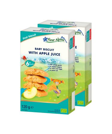 Fleur alpine baby biscuits with apple juice - 12 x 2 delicious baby snacks for the delicious smooth breakfast porridge or the snack for in between |Simple whole grain snack cookies without added sugar |6 months of apple juice 2 - Buy Online on GoSupps.com