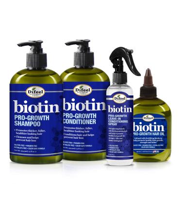 Difeel Biotin Regimen for Hair Growth - 4-Step Shampoo, Condition and Treatment System (4-PC SET) - Buy Online on GoSupps.com