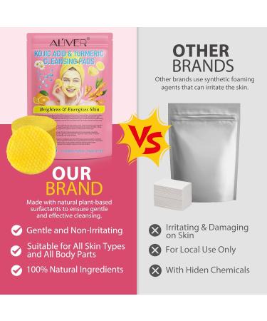 Kojic Acid And Turmeric Pads Resurfacing Pads For Face & Body Exfoliating Cleansing Pads Facial Sponges For Cleansing(40 Pads) - Buy Online on GoSupps.com