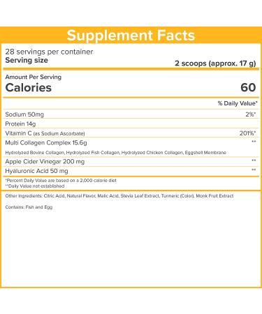 SkinnyFit Super Youth Multi-Collagen Peptides Plus Apple Cider Vinegar  Hyaluronic Acid & Vitamin C Orange Pineapple Flavor  Hair  Skin  Nail & Joint Support  Immunity  Healthy Metabolism  28 Servings 28 Servings (Pack of 1) - Buy Online on GoSupps.com