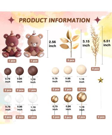 42Pcs Bear Balls Cake Toppers Mini Teddy Bear Cake Decorations Boho Cake Toppers Pearl Ball Cake Toppers for Boy Girl Baby Shower Birthday Gender Reveal Wedding Party Supplies - Buy Online on GoSupps.com