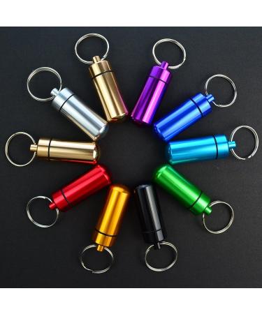 10 Pcs Waterproof Aluminum Pill Holders with Keychain - Portable Pill Case for Travel - Bantoye Multicolor Drug Containers - Buy Online on GoSupps.com