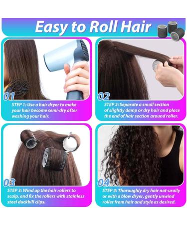 Rollers Hair Curlers 48 Pcs Set with 24Pcs Hair Rollers 4 Sizes (6 Jumbo Rollers/6 Large Rollers/6 Medium Rollers/6 Small Rollers) and 24 Pcs Hair Clips for Long Medium Short Hair (Black) - Buy Online on GoSupps.com