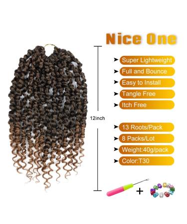 8 Packs Ombre Brown Pre-Looped Passion Twists Braiding Synthetic Hair - 12 Inch Short Crochet Passion Twist Hair Extensions (Pack of 8) - T30 - Buy Online on GoSupps.com