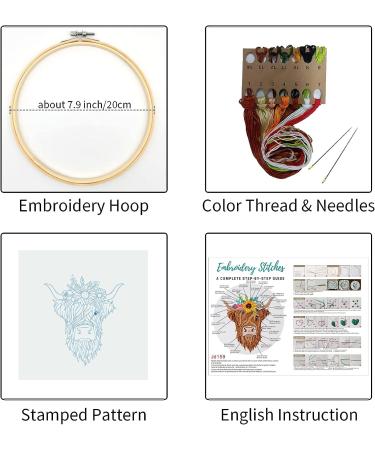 Highland Cow Embroidery Kit for Adults | Louise Maelys Cross Stitch DIY Kit-11 - Buy Online on GoSupps.com