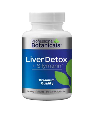 Professional Botanicals - Vegan Liver Detox and Sylmarin Supplement Milk Thistle Seed Extract (Silymarin 80%) Organic Blessed Thistle Dandelion Root - 60 Vegetarian Capsules