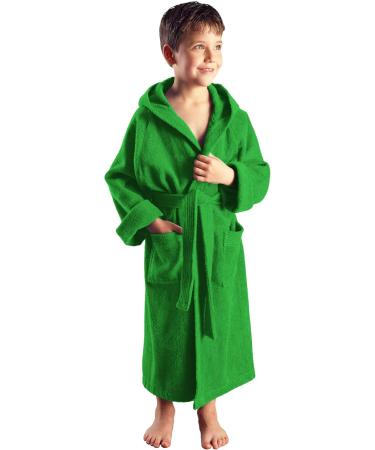 Arus Children's Hooded Bathrobe - 100% Cotton Terry Eco-Tex Certified Long & Colorful for Boys & Girls - Frog Green - Buy Online on GoSupps.com