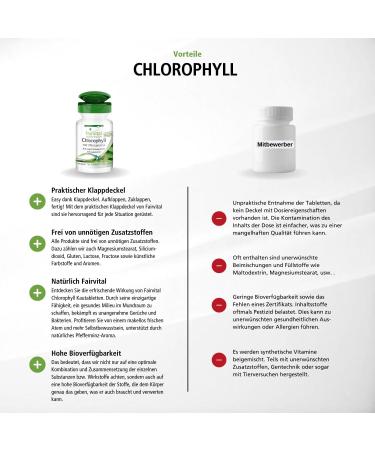 Chlorophyll Tabletten mit Minzaroma - VEGAN - 100 Kautabletten f r gesunde Entgiftung & Energieversorgung | Internationale Lieferung - Buy Online on GoSupps.com