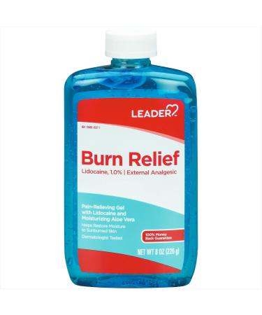 Ledaer Burn Gel 1% Lidocaine Pain Relieving Gel with Moisturizing Aloe Vera External Analgesic Fast Pain Relief for Sunburn 8 Ounce