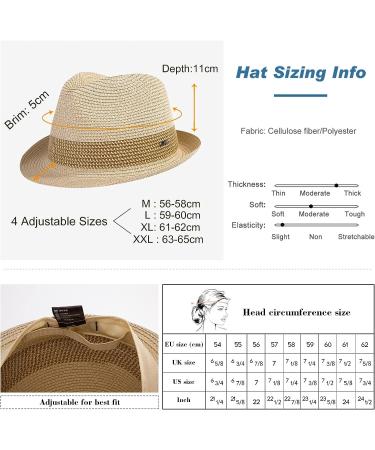 Fancet Packable Straw Fedora Panama Hat for Men & Women - Beige | Sun Summer Beach Trilby - Medium 16010 - Buy Online on GoSupps.com