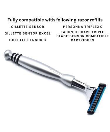 Taconic Shave Heavyweight Triple Blade Razor - Compatible with Gillette Sensor & Sensor Excel - 1 Preloaded Blade - Buy Online on GoSupps.com