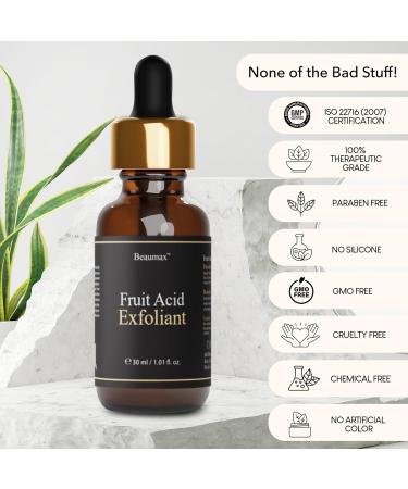 Natural Fruit Acid Exfoliant 30ml | Brightening & Even Skin Tone | Non-Abrasive Antioxidant-Rich Cruelty-Free & Vegan - All Skin Types - Buy Online on GoSupps.com
