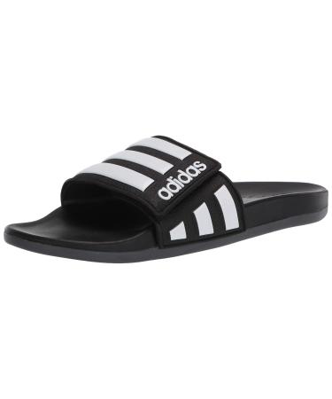 adidas Men's Adilette Comfort Adjustable Slides Sandal 9 Black/White/Grey
