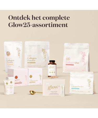 Glow25 collagen plus with vitamin C zinc and biotin highquality collagen hydrolyzate peptides types 1 and 3 dissolves well 150g 150g 10 sachets - Buy Online on GoSupps.com
