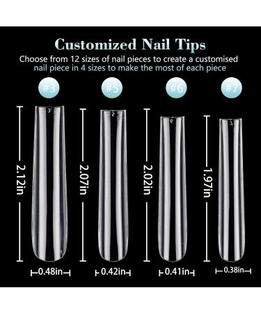 LIONVISON Long Coffin Fake Nails 200Pcs - Customized Clear False Nail Extension Kit for Acrylic Nails - Press On Nails for Salon Manicure - Buy Online on GoSupps.com